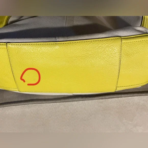 Coach canvas and lime green/yellow leather shoulder purse - Picture 9 of 15